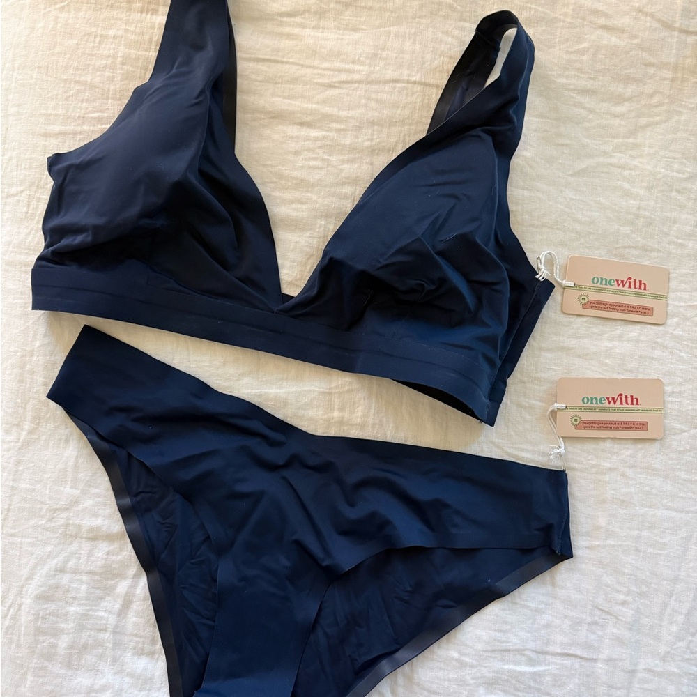 OneWith Navy Triangle Bikini Top & High-Cut Brief Swim Set